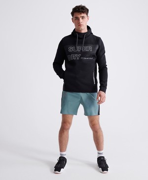 Superdry Gymtech Graphic Overhead Férfi Kapucnis Pulóver Fekete | QCGJU6084